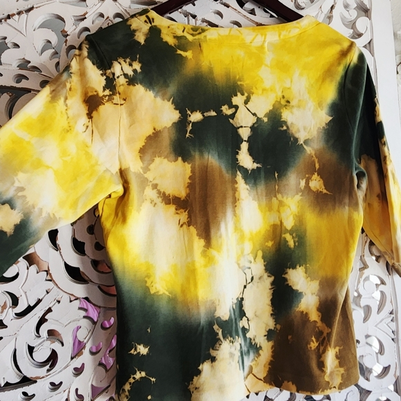 RAQUEL ALLEGRA TIE-DYE 3/4 SLEEVES V NECK FRONT BUTTON SZ MEDIUM NWOT - Picture 13 of 14